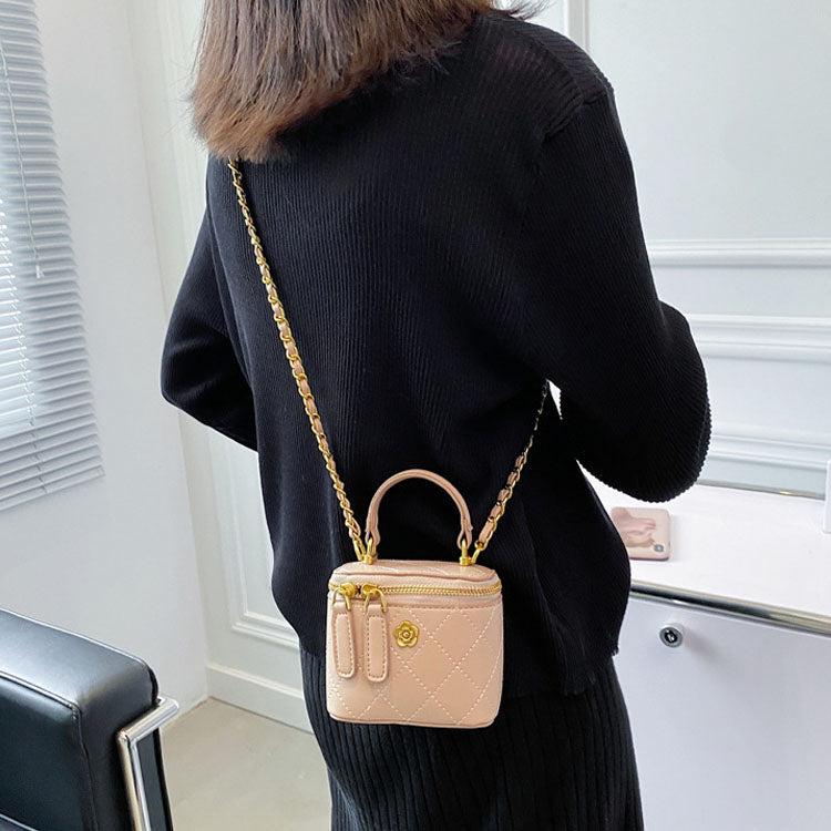Mini Lipstick Small Bag Camellia Chain Box Handbag Shoulder Messenger Bag For Women