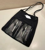 2026 Large Black Canvas and Leather Tote Bag 1BG644_2G6S_F0002_V_OOO