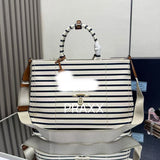 Striped canvas tote bag