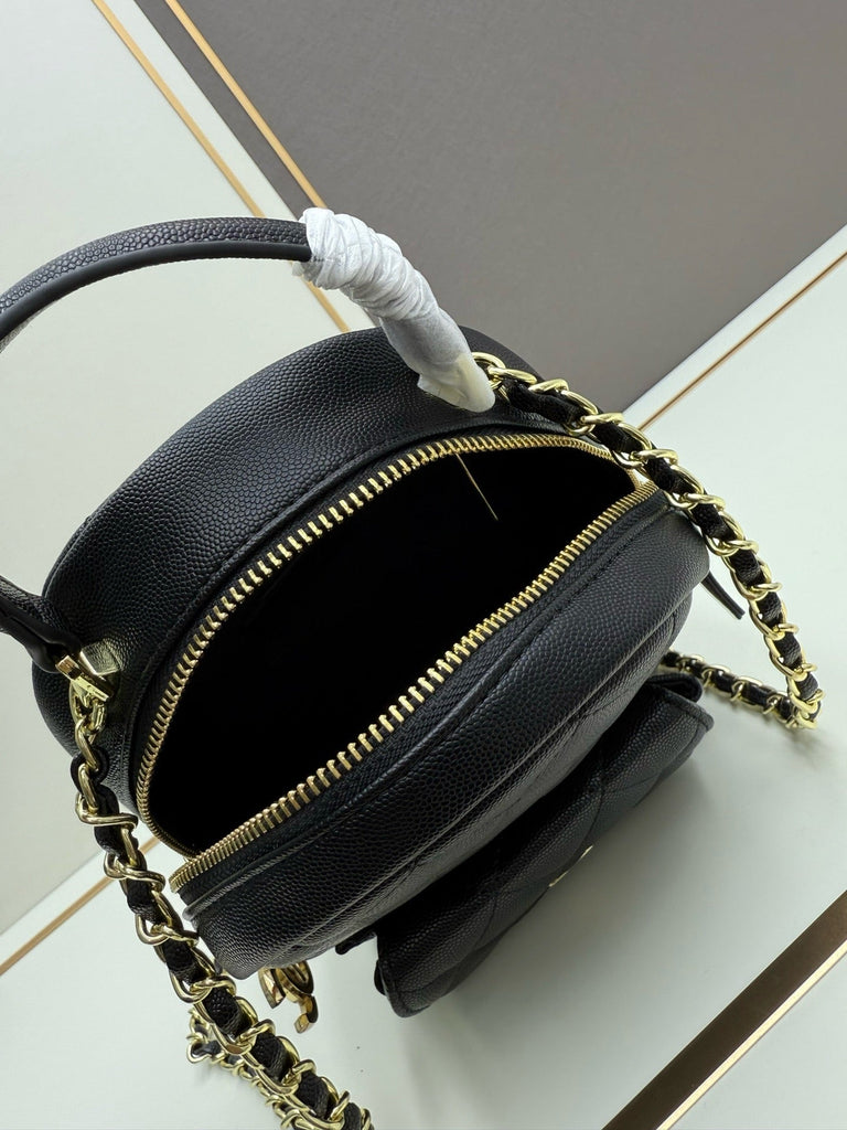 black quilted leather lettering charms backpack Autumn/Winter Collection Black Textured Quilted Backpack – Lux-Fact