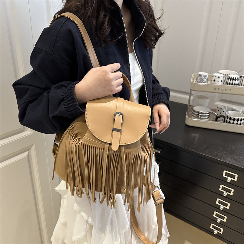 Retro Bohemian Style Tassel Backpack Bag For Women