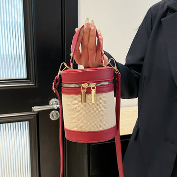 Leopard Print Contrast Color Bucket Bag For Women