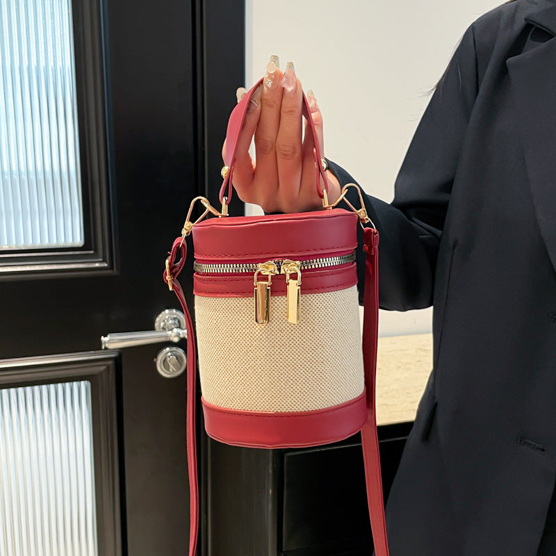 Leopard Print Contrast Color Bucket Bag For Women