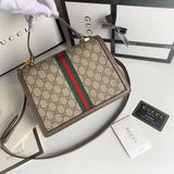 Classic monogram red and green webbing handbag