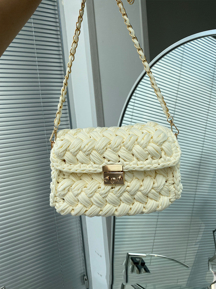 Fashion Hand-knitted Thread Crochet Homemade Finished Messenger Bag For Women