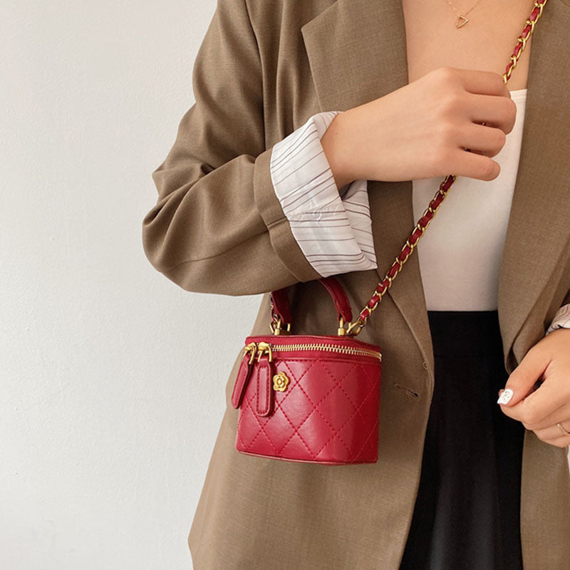 Mini Lipstick Small Bag Camellia Chain Box Handbag Shoulder Messenger Bag For Women