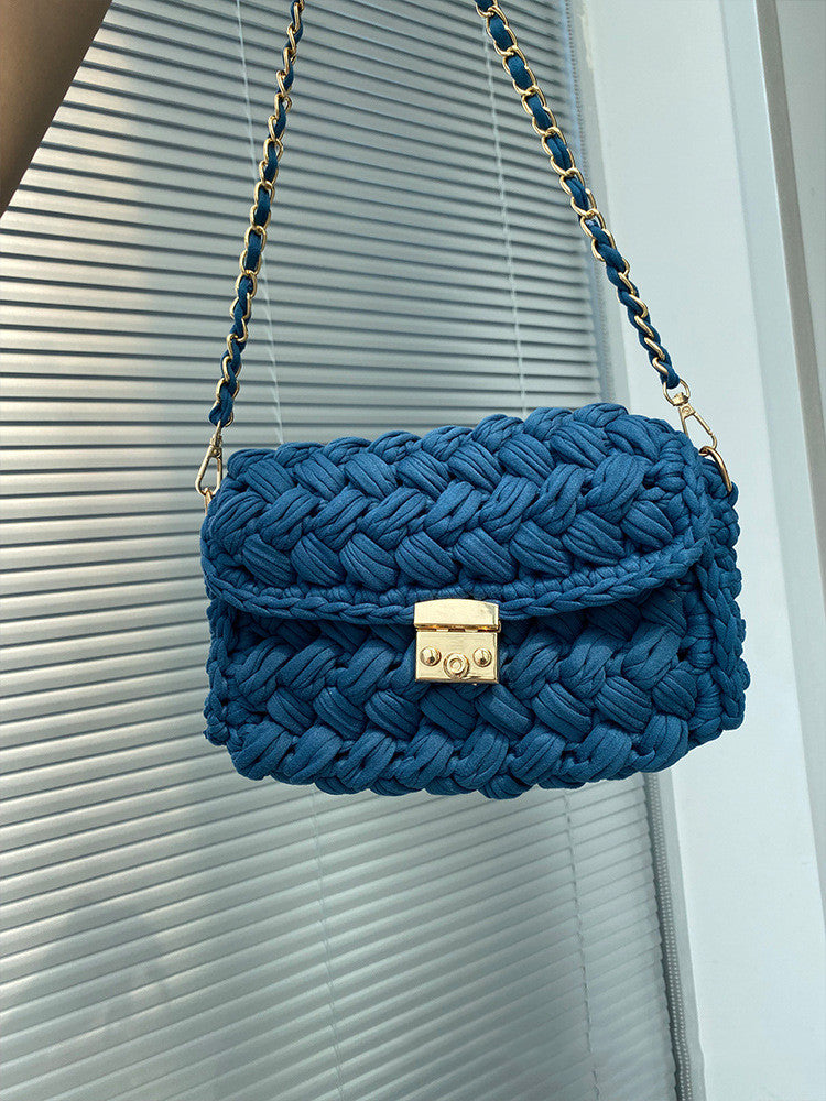 Fashion Hand-knitted Thread Crochet Homemade Finished Messenger Bag For Women