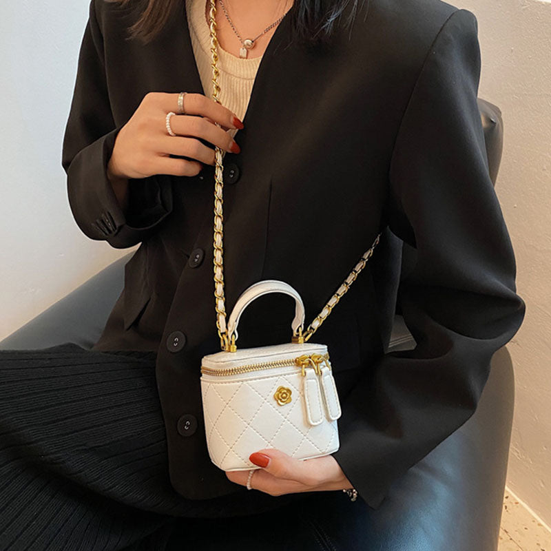 Mini Lipstick Small Bag Camellia Chain Box Handbag Shoulder Messenger Bag For Women