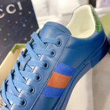 Ace Series Men's Blue Leather Woven-Lace Low-Top Sneakers |701460 0FI60 4061