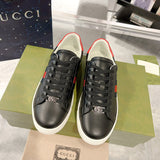 Ace Series Black Leather Men's Woven-Lace Leather Sneakers| 757892 AACAG 1096