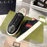 Ace Series Black Leather Men's Woven-Lace Leather Sneakers| 757892 AACAG 1096