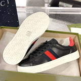 Ace Series Black Leather Men's Woven-Lace Leather Sneakers| 757892 AACAG 1096
