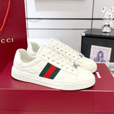 Women's Ace Series White Leather GG Embossed Sneakers (with Woven Straps)| 757943 AACAG 9055