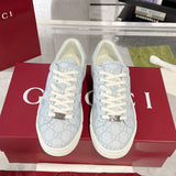 Ace Series Light Blue GG Supreme Canvas Web Stripe Men's Sneakers |760775 FACMZ 4049
