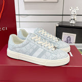 Ace Series Light Blue GG Supreme Canvas Web Stripe Men's Sneakers |760775 FACMZ 4049