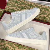Ace Series Light Blue GG Supreme Canvas Web Stripe Men's Sneakers |760775 FACMZ 4049