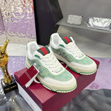 Re-Web Series Sneakers (Men's), Classic GG Canvas, Green/Ivory Patchwork|  787476 AADHW 9573