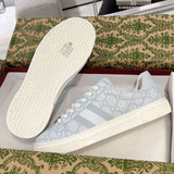 Ace Series Light Blue GG Supreme Canvas Web Stripe Women's Sneakers |760774 FACMZ 4049
