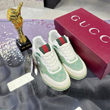 Re-Web Series Sneakers (Men's), Classic GG Canvas, Green/Ivory Patchwork|  787476 AADHW 9573