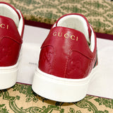 Ace Series Red GG Embossed Leather Women's Sneakers| 757943 AADSP 6247
