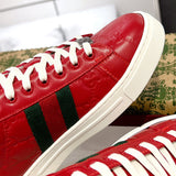 Ace Series Red GG Embossed Leather Men's Sneakers| 757892 AADSP 6247