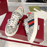 Women's Ace Series Web Strap Beige GG Supreme Canvas Sneakers |760774 FACMZ 4049