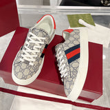 Women's Ace Series Web Strap Beige GG Supreme Canvas Sneakers |760774 FACMZ 4049
