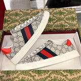Men's Ace Series Web Strap Beige GG Supreme Canvas Sneakers |760775 FACMZ 4049