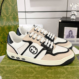 MAC80 Series Men's Interlocking Double G Sneakers (Off-White and Black Leather) |756811 AAB79 1051