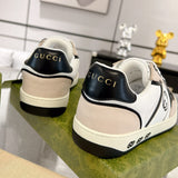 MAC80 Series Men's Interlocking Double G Sneakers (Off-White and Black Leather) |756811 AAB79 1051
