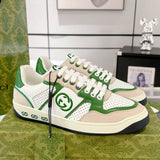 Women's MAC80 Series White and Green Calfskin Patchwork Sneakers | 749909 AAB79 9148