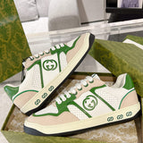 Women's MAC80 Series White and Green Calfskin Patchwork Sneakers | 749909 AAB79 9148