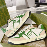 Women's MAC80 Series White and Green Calfskin Patchwork Sneakers | 749909 AAB79 9148
