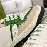Women's MAC80 Series White and Green Calfskin Patchwork Sneakers | 749909 AAB79 9148