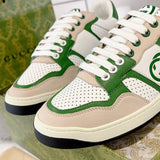 Women's MAC80 Series White and Green Calfskin Patchwork Sneakers | 749909 AAB79 9148