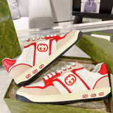 MAC80 Series Men's Low-Top Double G Embroidered Sneakers (Beige/Red) |749896 AAB79 9150