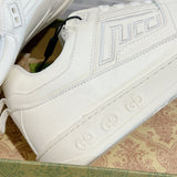 Screener Series Men's All-White Perforated Leather Low-Top Sneakers |798785 AADU0 9094