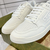 Screener Series Men's All-White Perforated Leather Low-Top Sneakers |798785 AADU0 9094