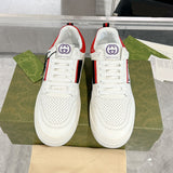 Women's Basket Series White/Red Leather Sneakers| 697882 2SHJ0 9090