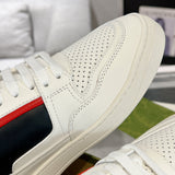 Men's Basket Series White/Red Leather Sneakers| 697882 2SHJ0 9090