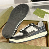 MAC80 Series Women's Embroidered Interlocking Double G Sneakers (Black and White Color-Block) |756815 AAB79 1051