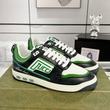 Women's MAC80 Interlocking G Black and Green Leather and Fabric Sneakers| 749896 AAB79 9148
