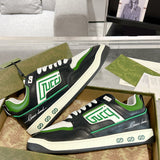 Men's MAC80 Interlocking G Black and Green Leather and Fabric Sneakers| 749896 AAB79 9148