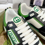 Women's MAC80 Interlocking G Black and Green Leather and Fabric Sneakers| 749896 AAB79 9148