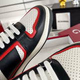 Men's MAC80 Series Interlocking G Embroidered Leather Sneakers (Black/Red/White) |762611 AACNW 1051