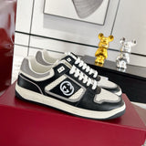 MAC80 Series Women's Leather Sneakers (Black and White Color Block) |756815 AAB79 1051