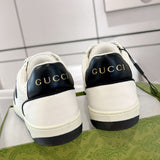 MAC80 Series Black and White Leather Interlocking Double G Men's Sneakers |741656 AAB79 9151