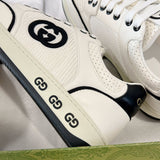 MAC80 Series Black and White Leather Interlocking Double G Men's Sneakers |741656 AAB79 9151