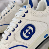 MAC80 Series Men's Low-Top Sneakers (Off-White and Blue Leather) |778301 AAB79 4542