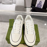 MAC80 Series Double G Embroidered Low-Top Men's Sneakers (Off-White and Gray Leather Panel) 757604 AAB79 9154